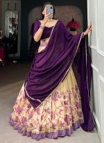 Silk Purple Festival Wear Printed Readymade Lehenga Choli